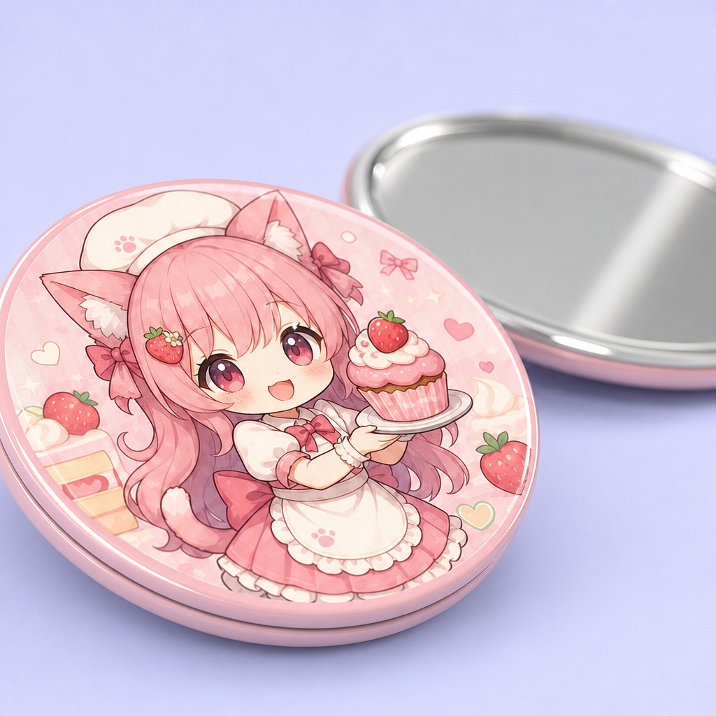 Custom Printed Anime Pocket Mirror | Ultra-Slim Double-Sided Compact Vanity Mirror for Everyday Carry