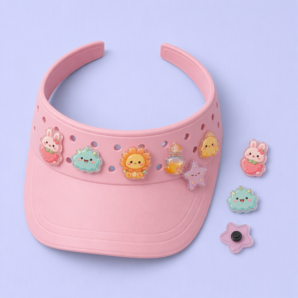 Personalized EVA Sun Visor Hat with Custom Shoe Charms | DIY Perforated Clog-Style Visor Cap