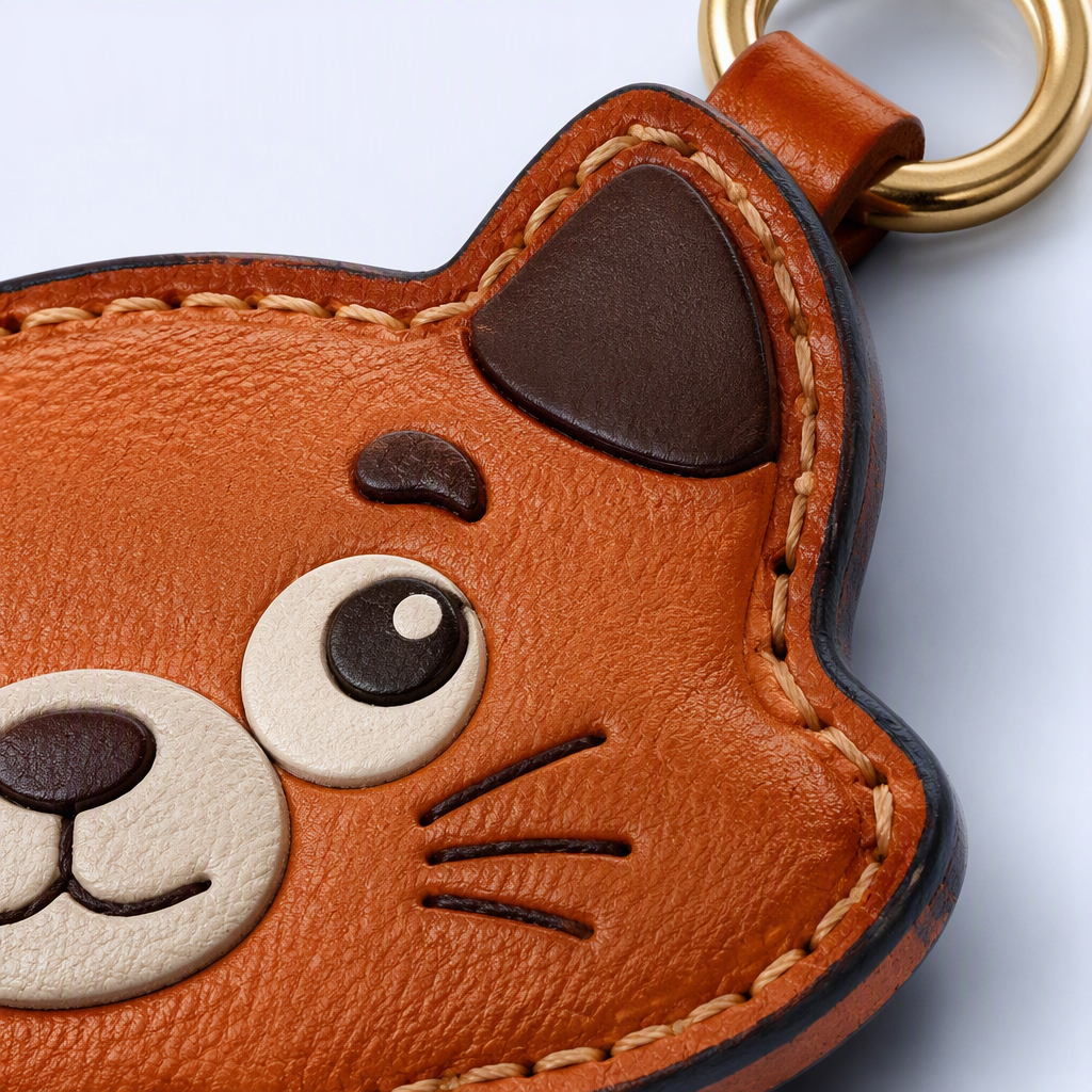 STANDARD GIFTS Custom Cartoon Leather Keychain - Braided Car Key Ring