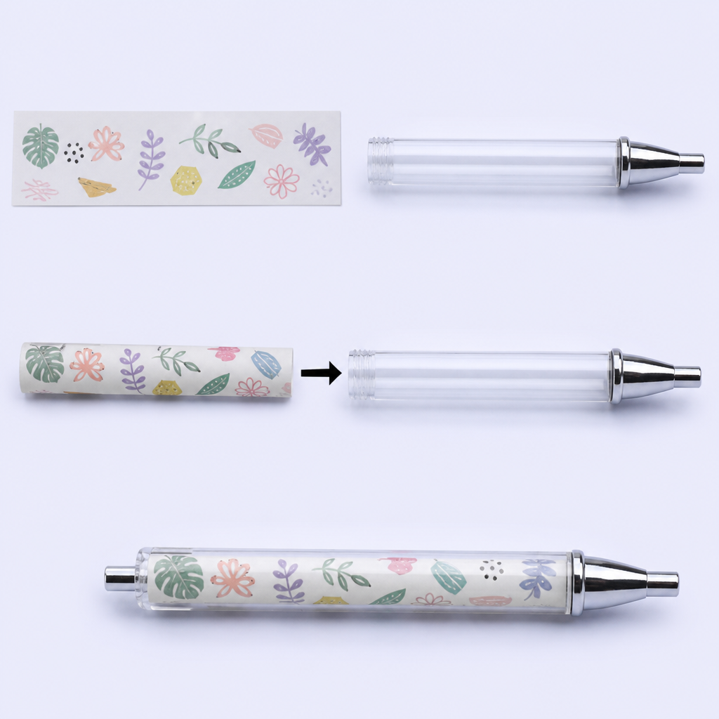 STANDARD GIFTS Custom DIY Clear Barrel Ballpoint Pen with Interchangeable 360-Degree Rotating Illustration Paper Insert
