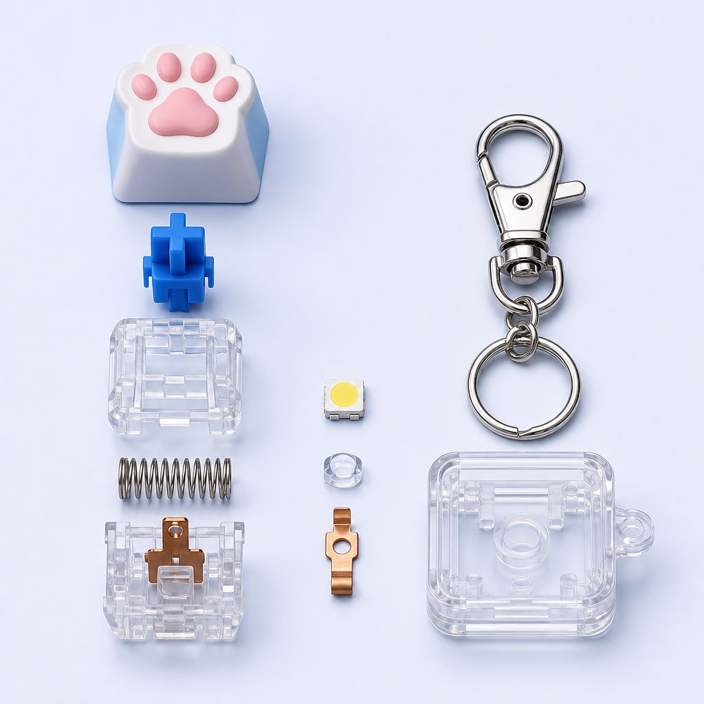 Custom Fidget Keyboard Keychain - Portable Mechanical Switch Clicker Toy