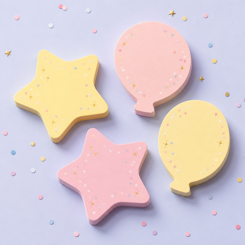 Custom Die-Cut Shaped Sticky Notes - Aesthetic Pastel Memo Pads by STANDARD GIFTS
