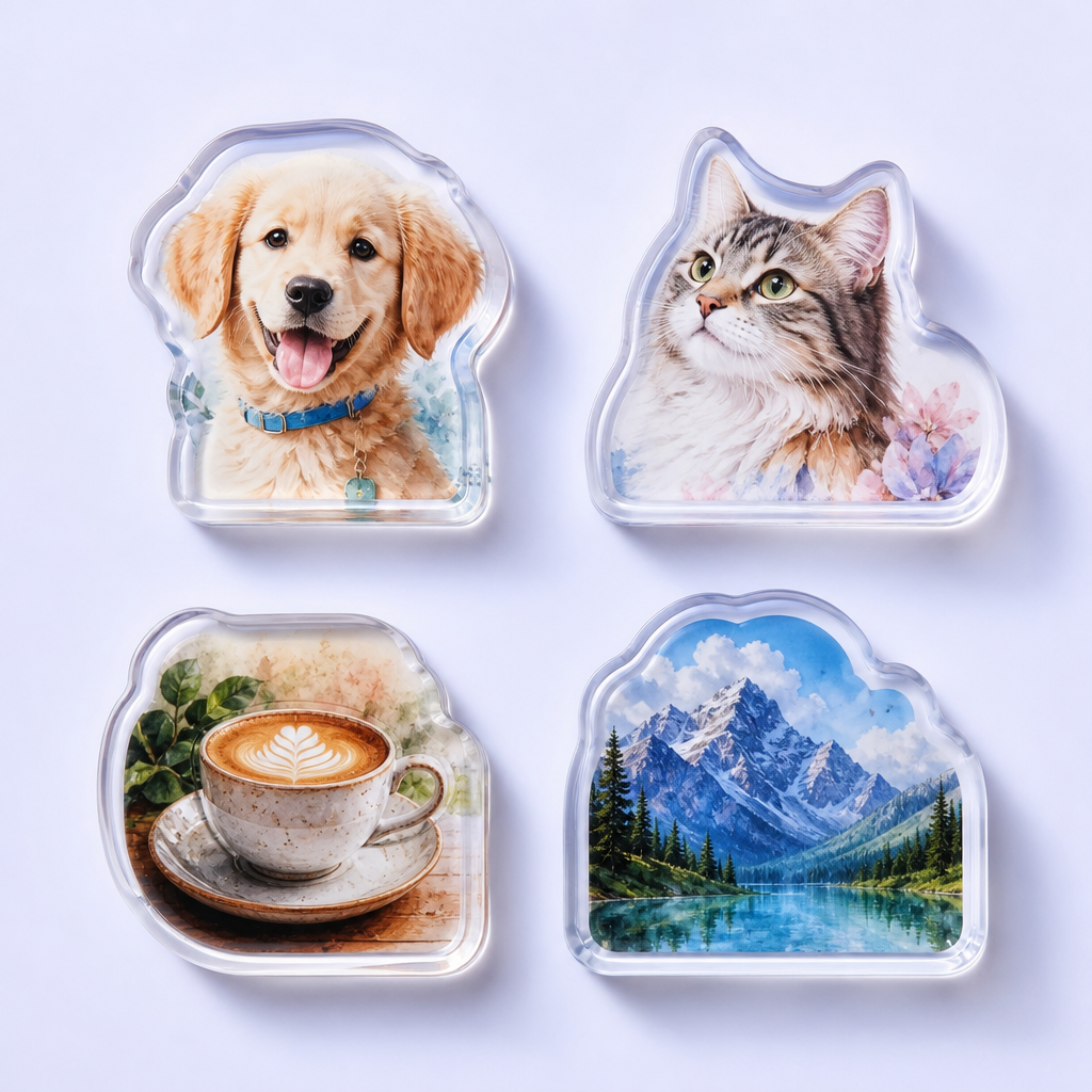 Custom Acrylic Fridge Magnets - Personalized Die-Cut Refrigerator Magnets