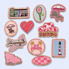 Custom Glitter Sequin Embroidery Patches with Heat-Seal Iron-on Backing for DIY Apparel and Bags