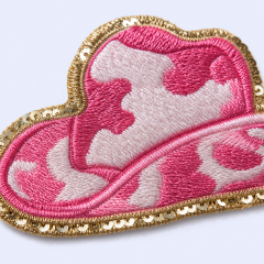 Custom Glitter Sequin Embroidery Patches with Heat-Seal Iron-on Backing for DIY Apparel and Bags
