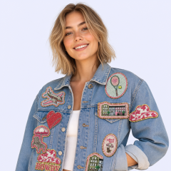 Custom Glitter Sequin Embroidery Patches with Heat-Seal Iron-on Backing for DIY Apparel and Bags