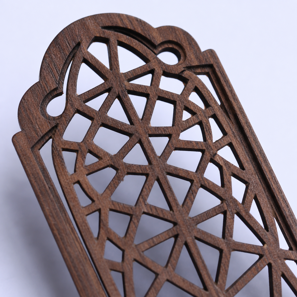 Custom Wooden University Bookmarks with Laser Cut Hollow Patterns and Silk Tassels - STANDARD GIFTS