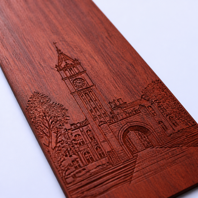 Custom Wooden University Bookmarks with Laser Cut Hollow Patterns and Silk Tassels - STANDARD GIFTS