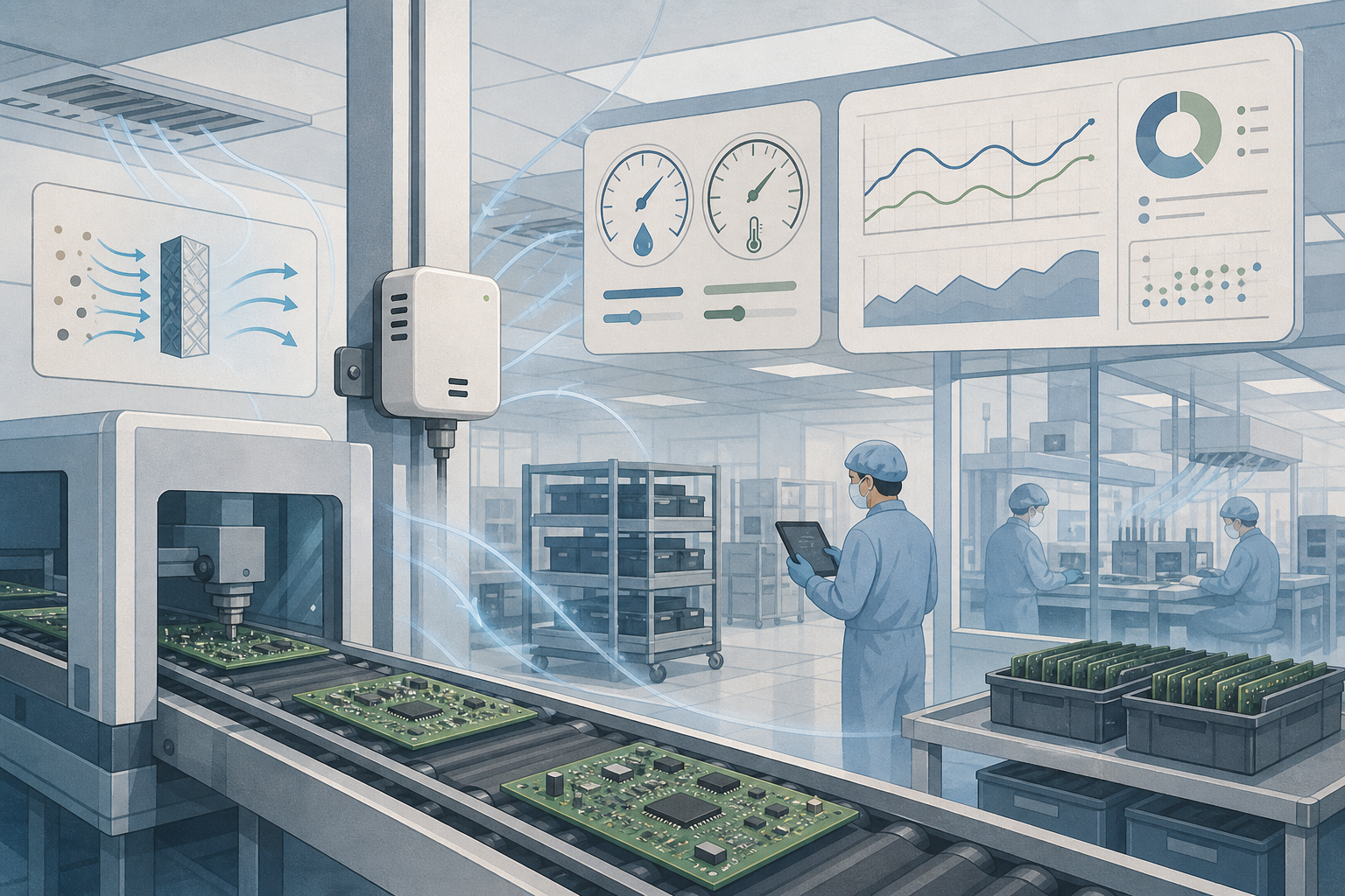Editorial illustration for SHT35 Sensor Performance in Electronic Production Facilities
