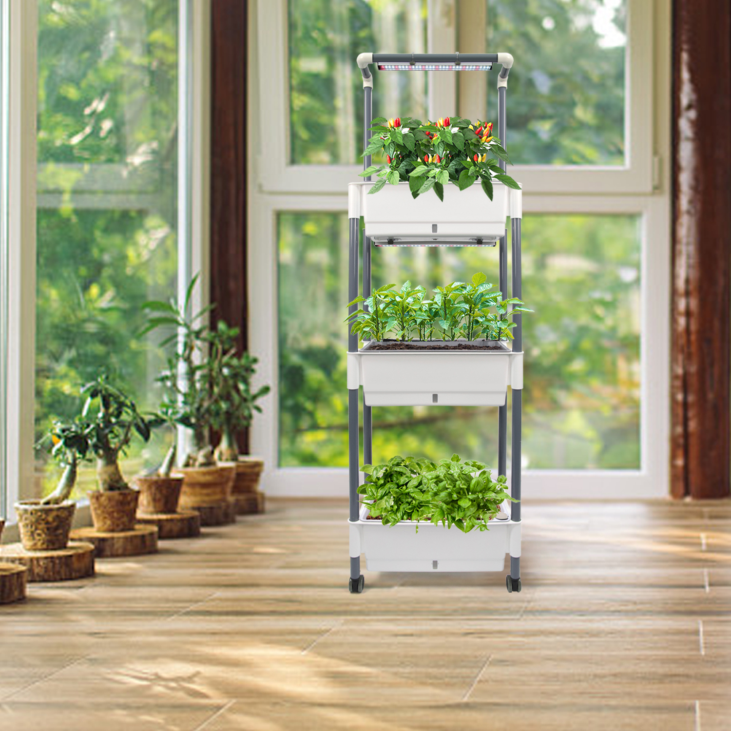 EDKFARM 3 Tier Raised Home Indoor Herb Planter Self Watering Pot Vertical Garden System,EDKFARM Grow Light System