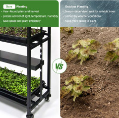 Two Tray Wheatgrass Microgreens Growing System Racks,EDKFARM Grow Light System