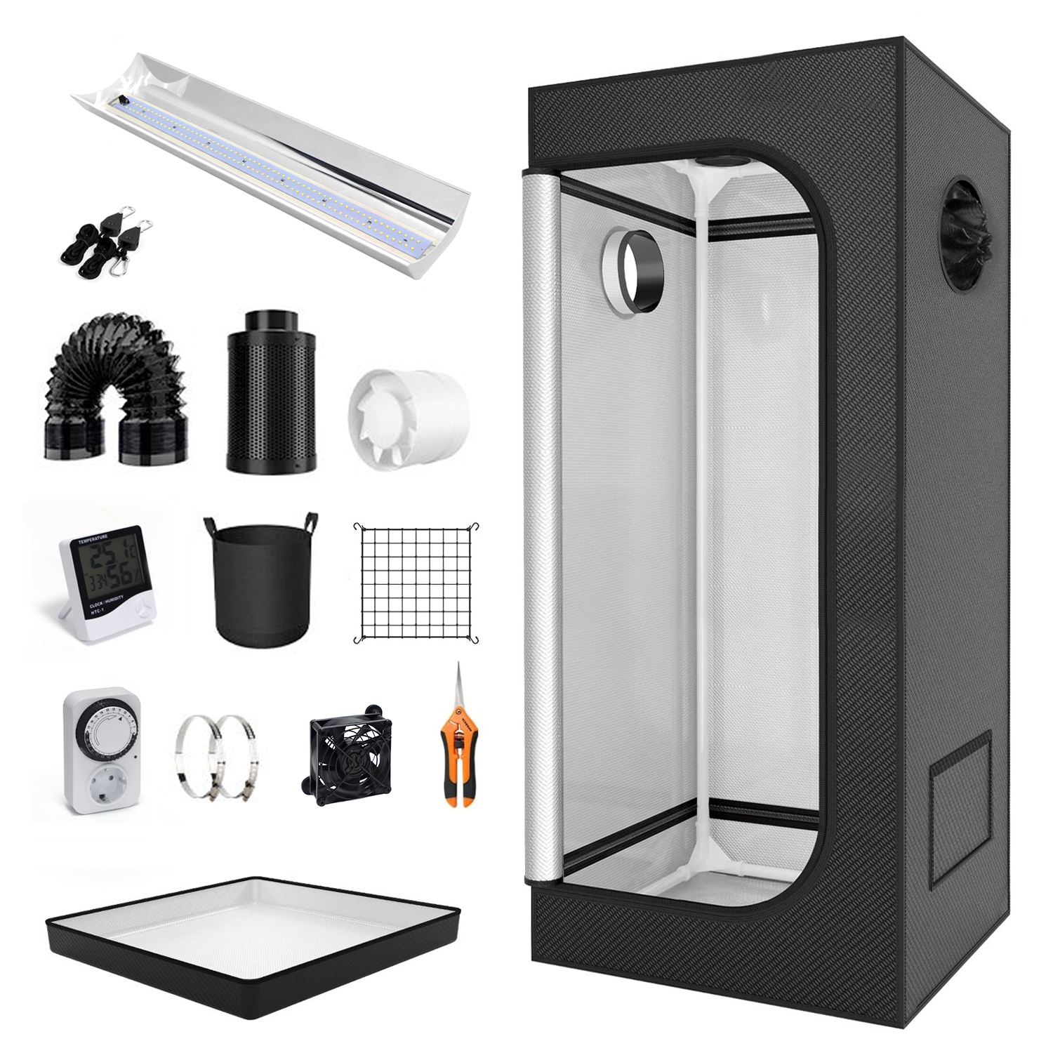 High Reflective 600D Diamond Mylar Canvas Grow Tent Kit System,EDKFARM Grow Light System