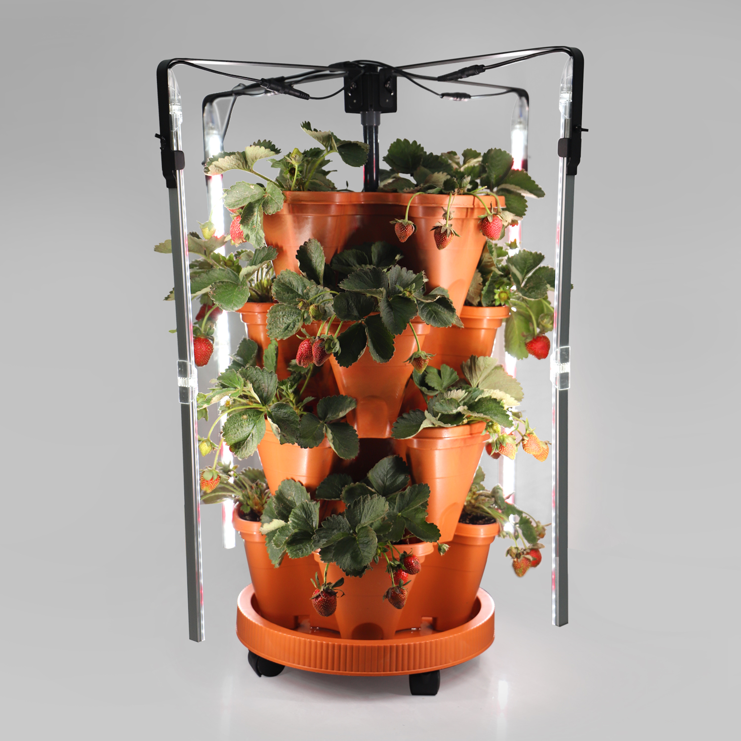 4 Tier Vertical Garden Strawberry Growing System Indoor Stackable Tower ...