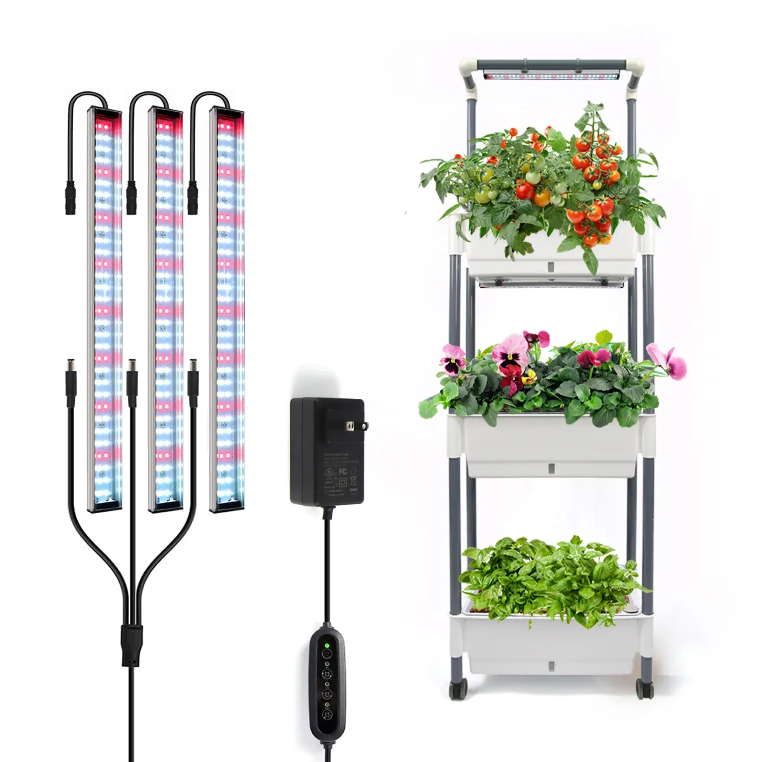 3 Tiered Raised Home Micro Farm Smart Garden Planter Box Stand Indoor Herb Plant Growing System,EDKFARM Grow Light System