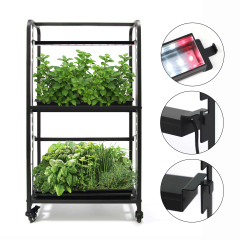 1.15m Two-Tier Adjustable LED Grow Light Rack with Dual 16W Bars – Indoor Vegetable and Herb Growing Stand,EDKFARM Grow Light System