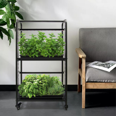 1.15m Two-Tier Adjustable LED Grow Light Rack with Dual 16W Bars – Indoor Vegetable and Herb Growing Stand,EDKFARM Grow Light System