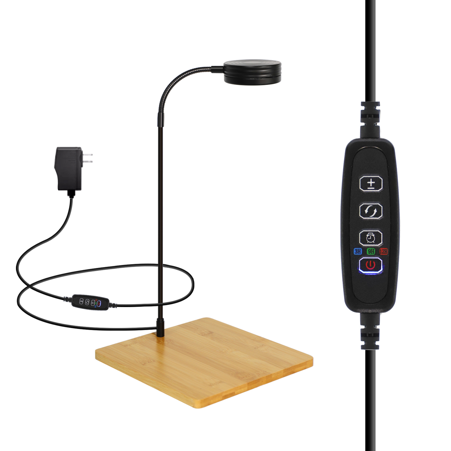 Full Spectrum Micro Landscape LED Illumination Lamp Bamboo Grow Light Stand with Bamboo Board,EDKFARM Grow Light System