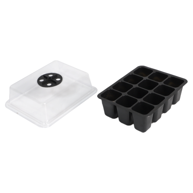12-Cell Black Seedling Tray – Robust & Reusable Nursery Starter,EDKFARM Grow Light System