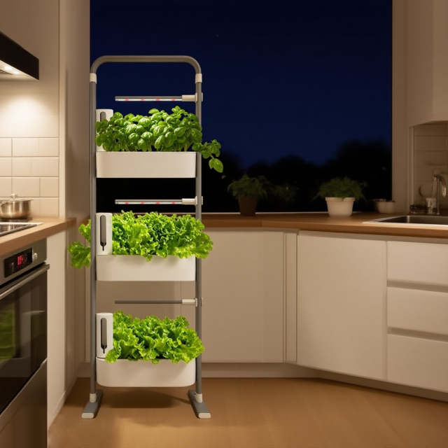 Smart Mini Hydroponic Garden Kit Gen 2 - Self-Watering Indoor Planter for Herbs 2026,EDKFARM Grow Light System