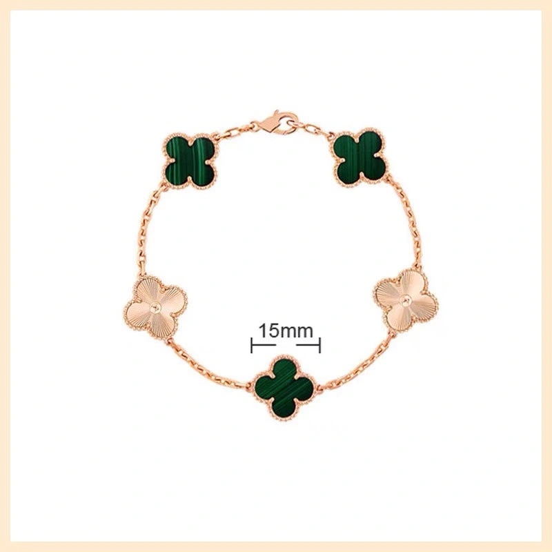 18K gold bracelet clover with diamond bracelet rose gold laser clover bracelet fashion luxury bracelet top quality.