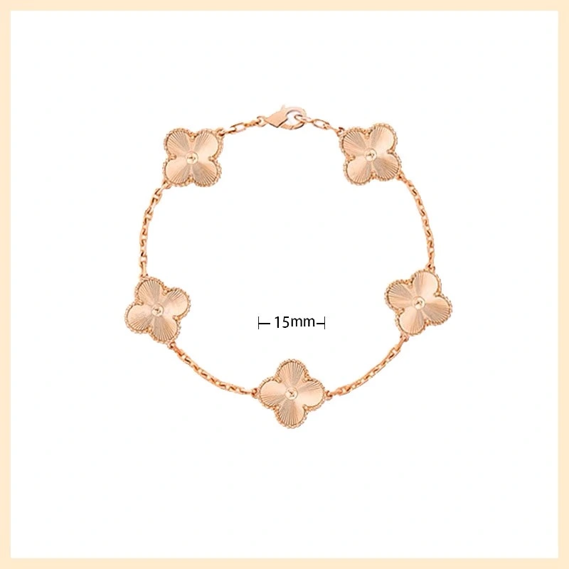 18K rose gold bracelet clover with diamond laser bracelet