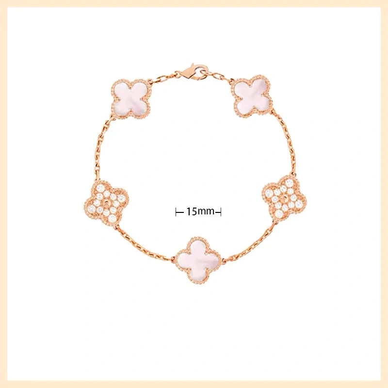 18K gold bracelet clover with diamond bracelet rose gold laser clover bracelet fashion luxury bracelet top quality.