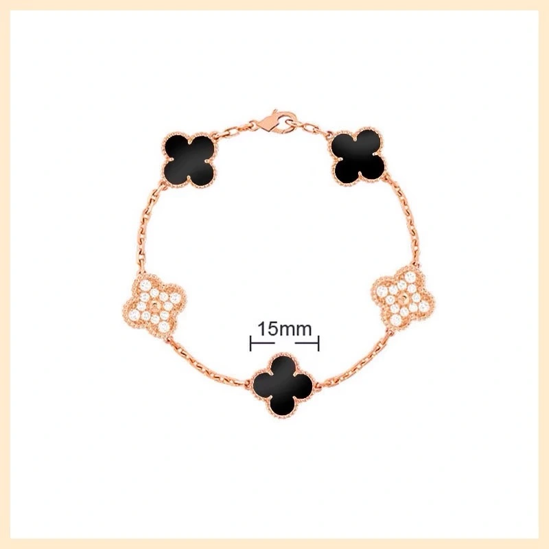 18K gold bracelet clover with diamond bracelet rose gold laser clover bracelet fashion luxury bracelet top quality.