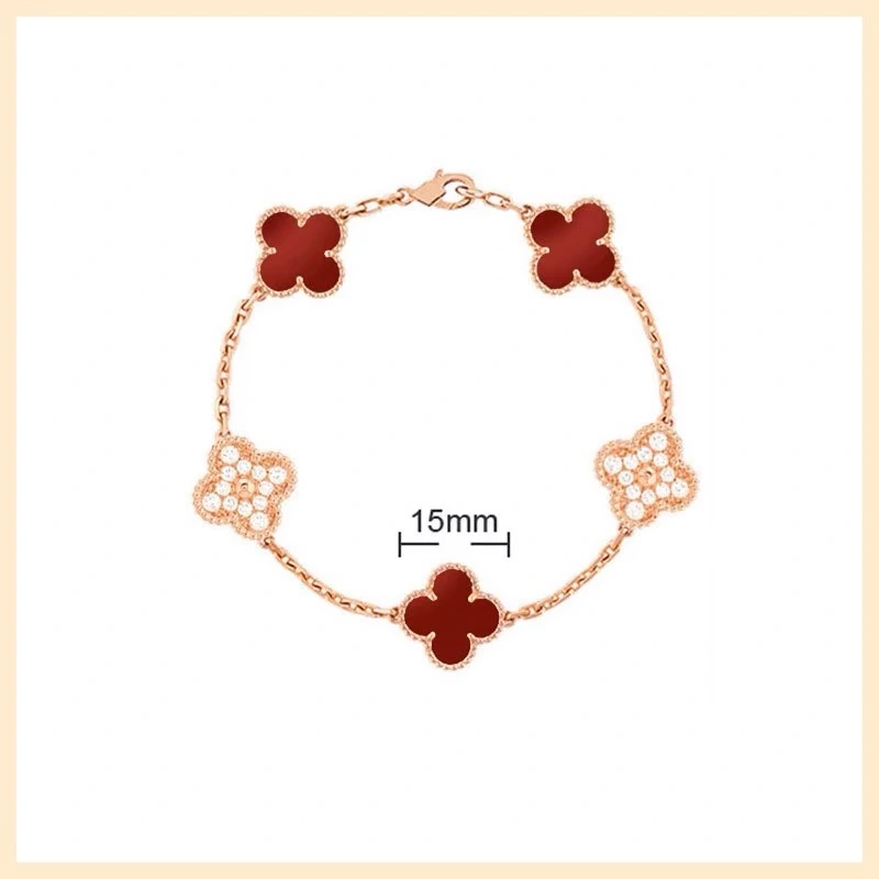 18K gold bracelet clover with diamond bracelet rose gold laser clover bracelet fashion luxury bracelet top quality.