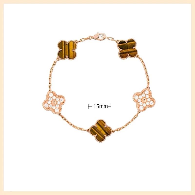18K gold bracelet clover with diamond bracelet rose gold laser clover bracelet fashion luxury bracelet top quality.