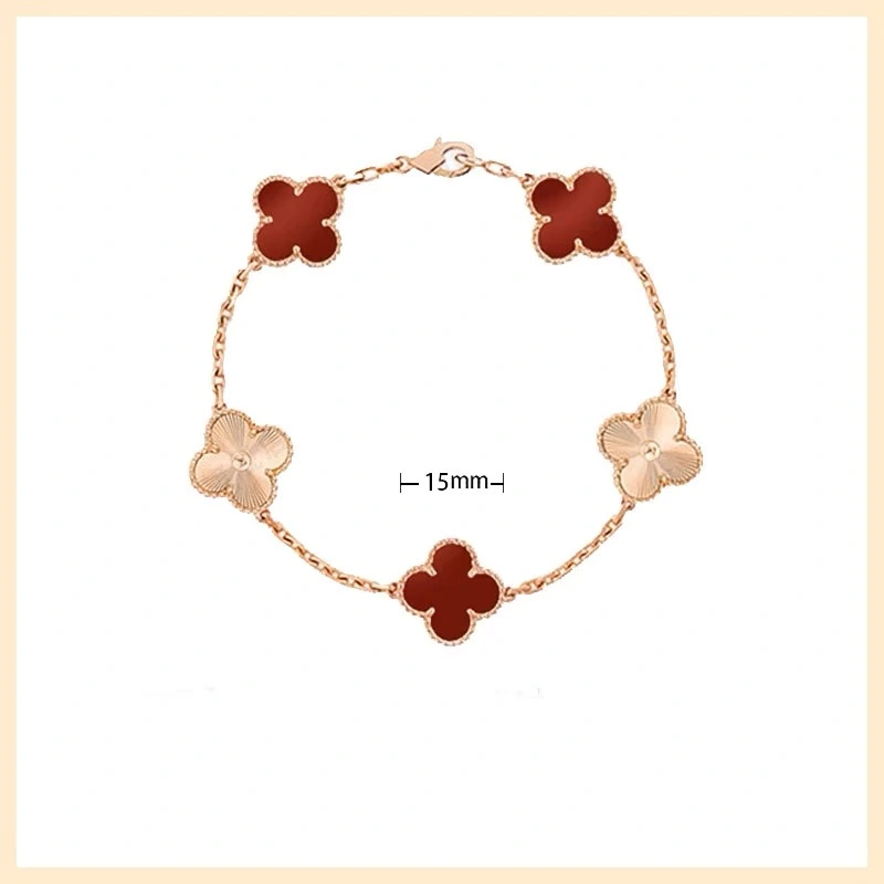 18K gold bracelet clover with diamond bracelet rose gold laser clover bracelet fashion luxury bracelet top quality.