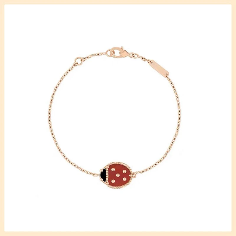 Ladybug white Fritillaria flower bracelet luxury bracelet top quality clover bracelet rose gold color