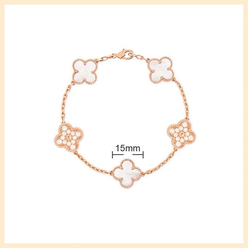 18K gold bracelet clover with diamond bracelet rose gold laser clover bracelet fashion luxury bracelet top quality.