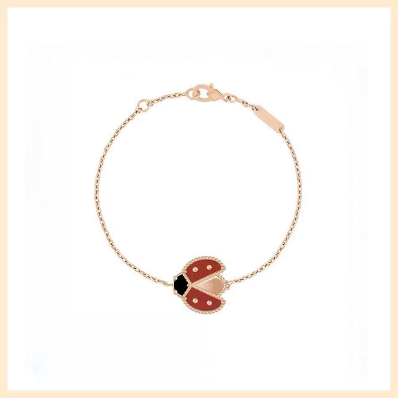 Ladybug white Fritillaria flower bracelet luxury bracelet top quality clover bracelet rose gold color