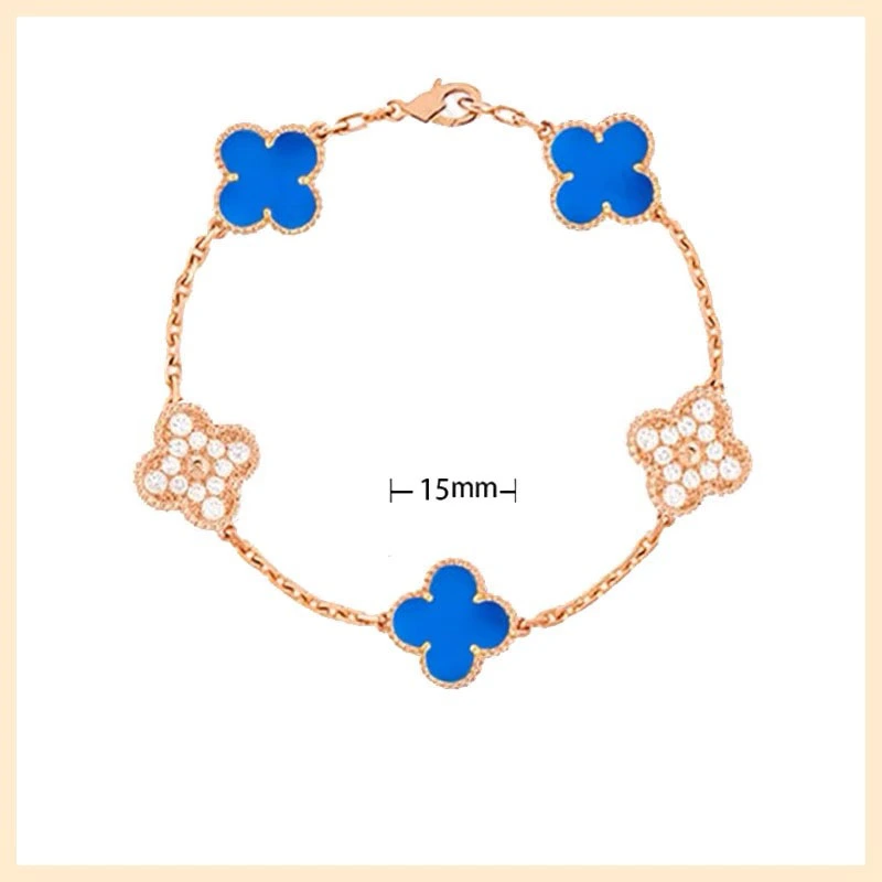 18K gold bracelet clover with diamond bracelet rose gold laser clover bracelet fashion luxury bracelet top quality.