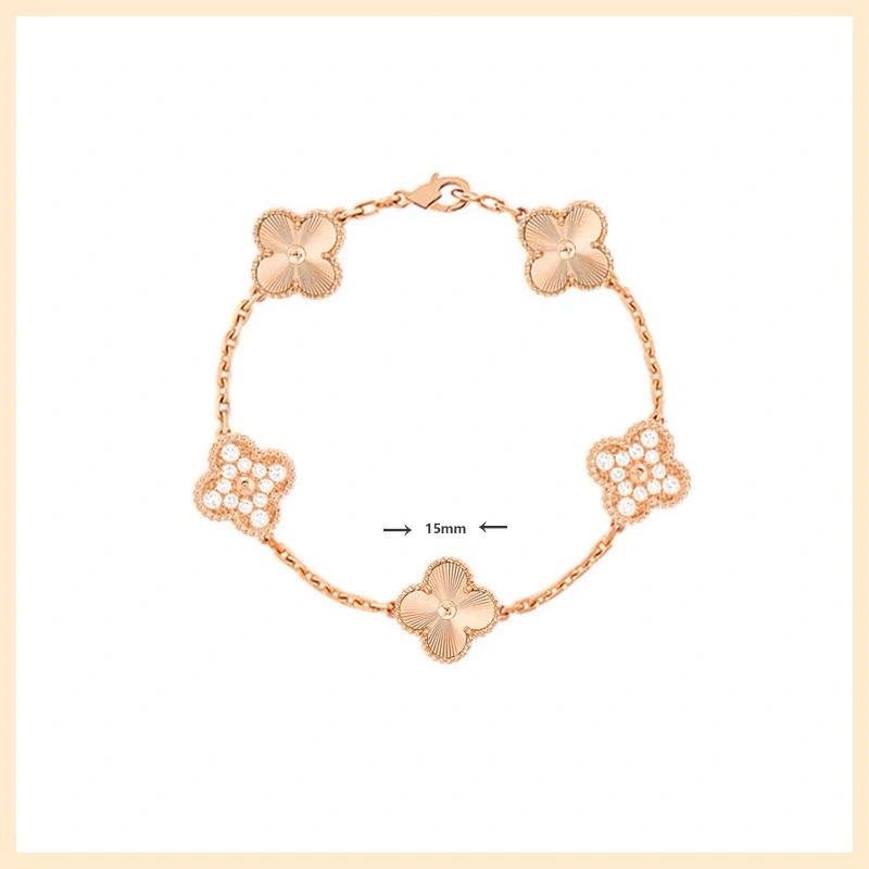 18K rose gold bracelet clover with diamond laser bracelet