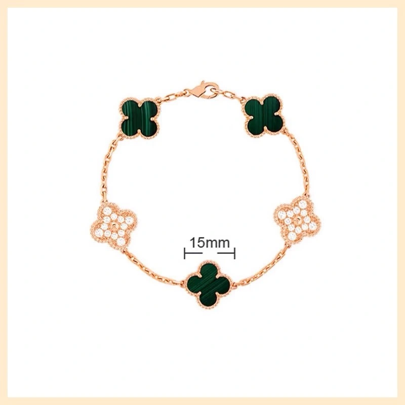 18K rose gold bracelet clover with diamond laser bracelet