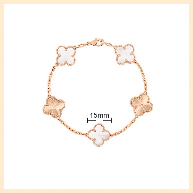 18K gold bracelet clover with diamond bracelet rose gold laser clover bracelet fashion luxury bracelet top quality.