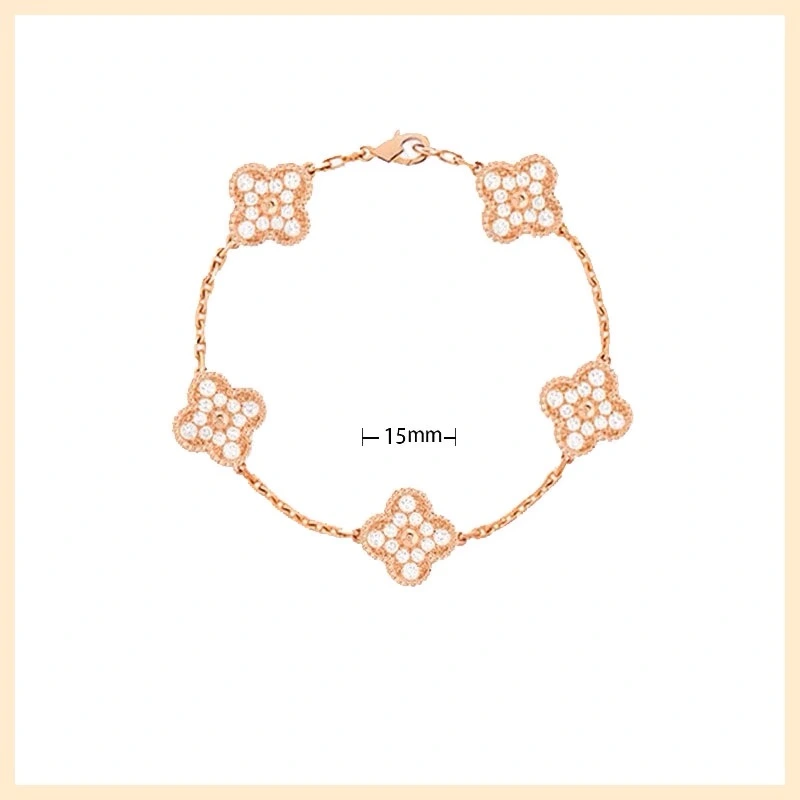 18K rose gold bracelet clover with diamond laser bracelet