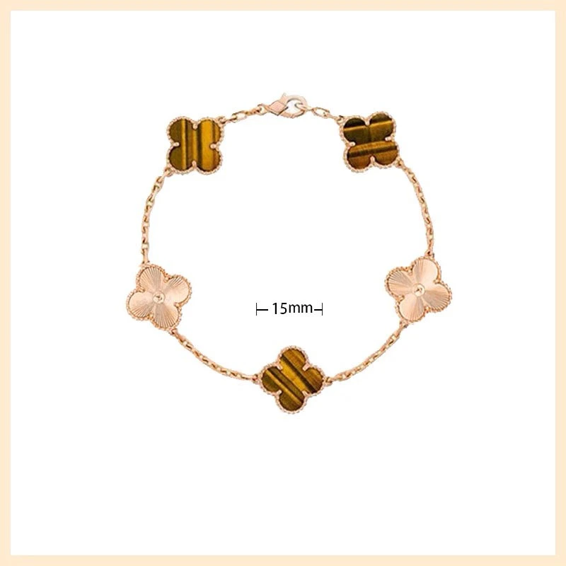 18K gold bracelet clover with diamond bracelet rose gold laser clover bracelet fashion luxury bracelet top quality.