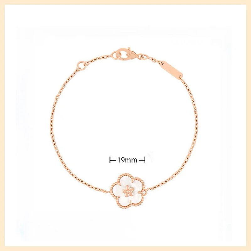 Ladybug white Fritillaria flower bracelet luxury bracelet top quality clover bracelet rose gold color