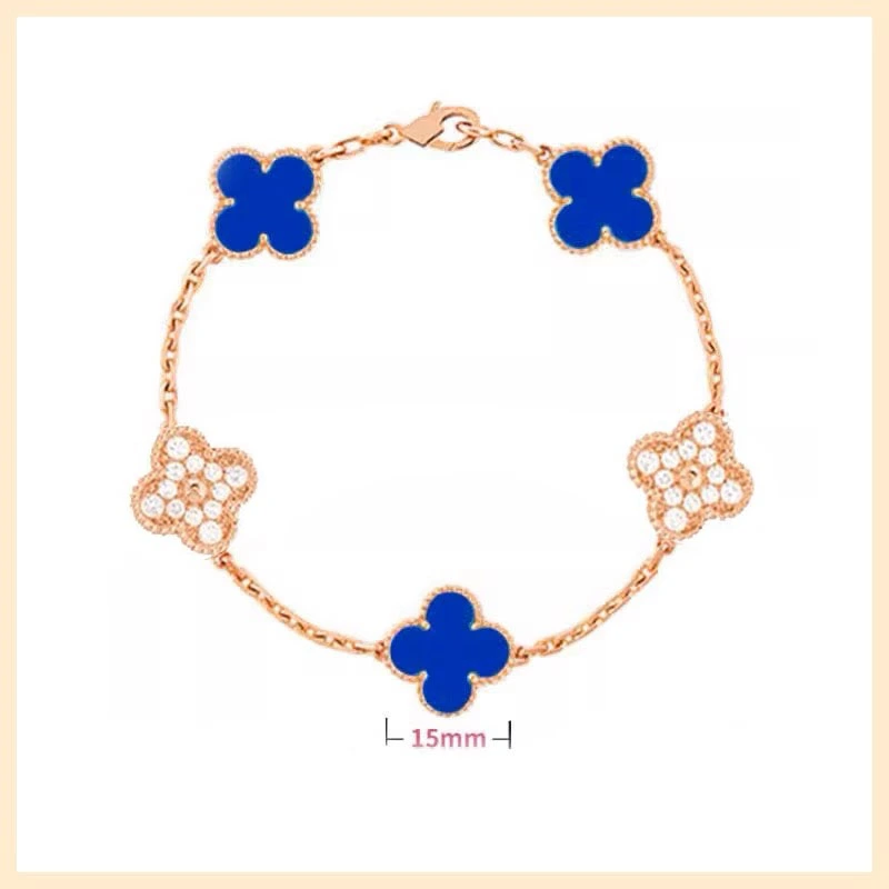 18K gold bracelet clover with diamond bracelet rose gold laser clover bracelet fashion luxury bracelet top quality.