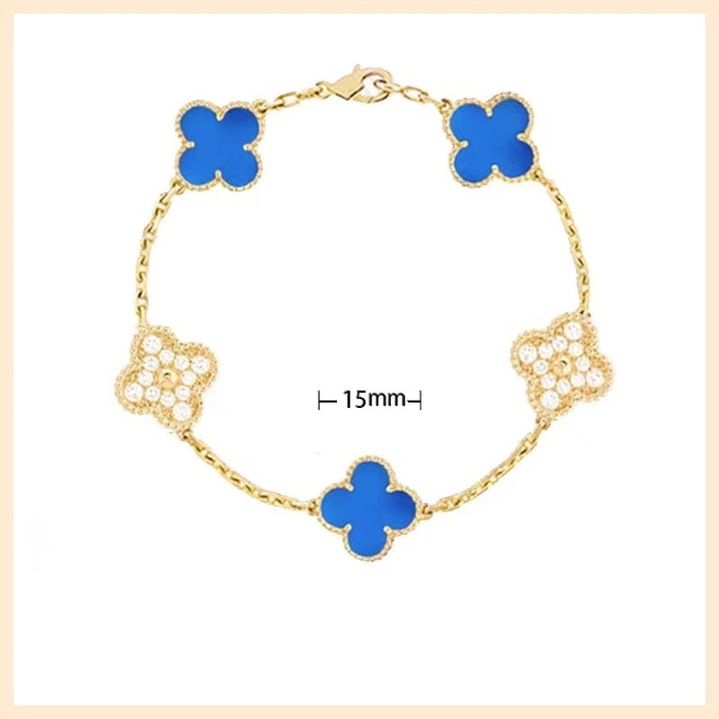 18K gold clover with diamond bracelet