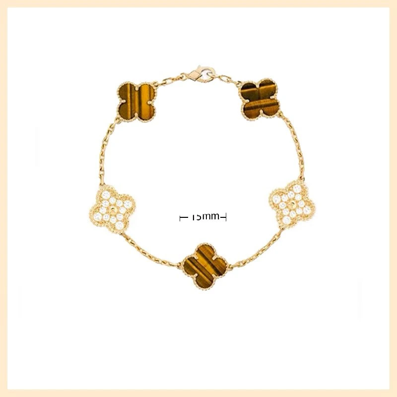 18K gold clover with diamond bracelet