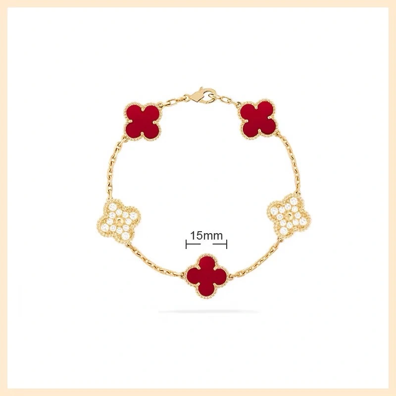 18K gold clover with diamond bracelet