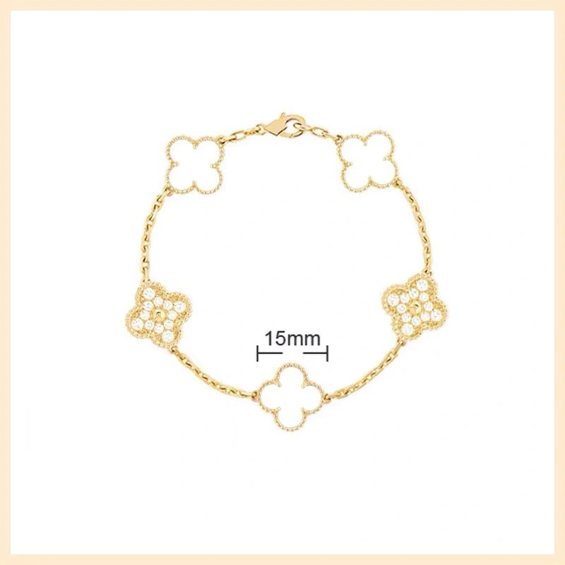 18K gold clover with diamond bracelet