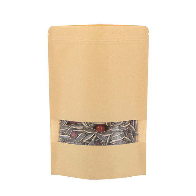 Doy Pack Waterproof Ziplock Reseal Kraft Paper Bags For Snacks