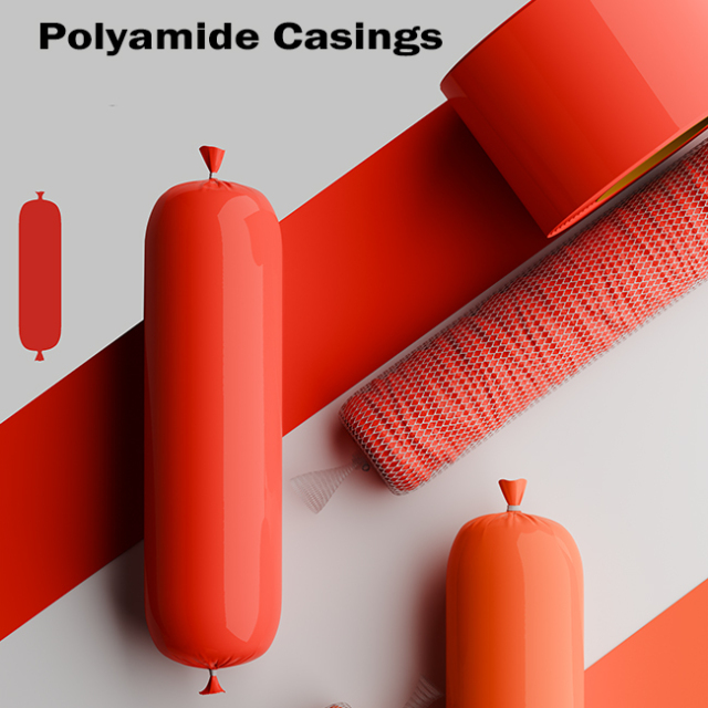 Sausage Casings Customized Logo Printed 5 Layers Red Color Polyamide Sausage Casing for Steam Cooking Sausages