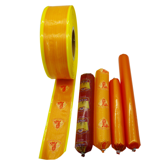 Golden Color High Shrinkage Customized Logo Printed Steam Cooking Polyamide Sausage Casings for Meat Sausages