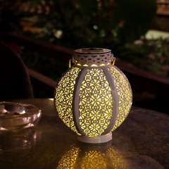 Solar powered lamp, European projection lamp, hollow out lamp, outdoor villa terrace decoration, wrought iron lantern