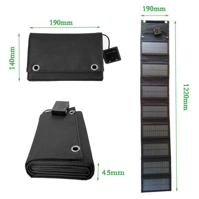 20W monocrystalline silicon solar panel folding bag for outdoor portable mobile phone charging and power generation photovoltaic panel